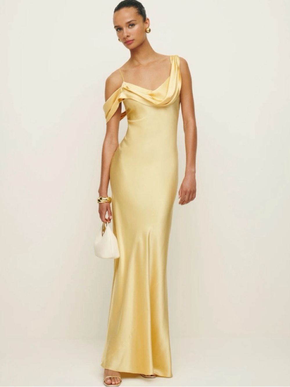 Reformation Sunshine Yellow Rhonda 100% Real Silk Evening Gown